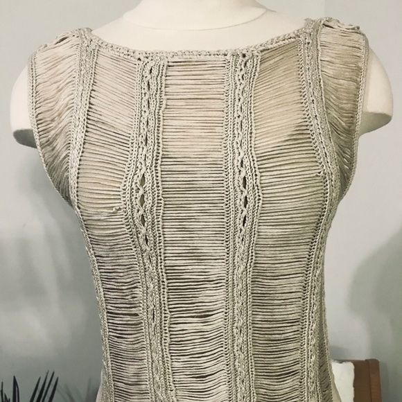 LINEN LIKE WHEAT COLOR UNIQUE DRESS - Picture 4 of 15